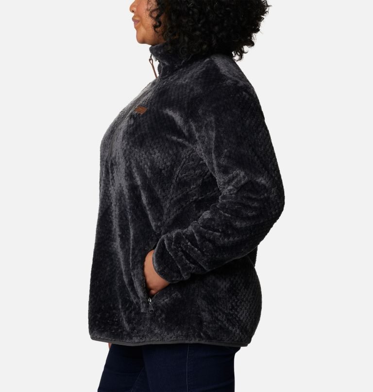 Women's Columbia Fireside Quarter Zip Sherpa Fleece Sweatshirts Black | Plus Size CA-P5A48